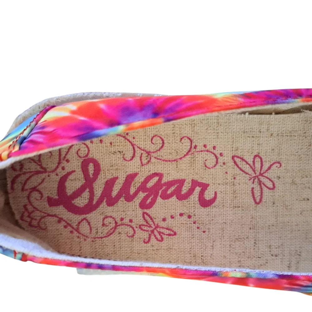 SUGAR Womens Multi Pink Bright Evermore Cap Toe Slip On Espadrille Shoes 7.5 M